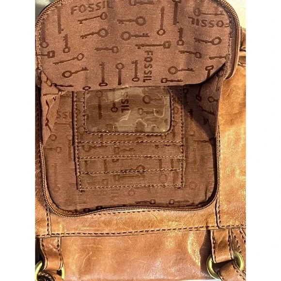 1954 FOSSIL Long Live Vintage Leather Crossbody Purse w/Key - Picture 8 of 11